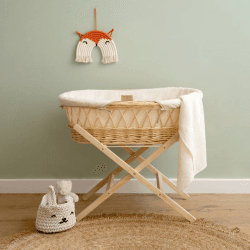 Image showing the Organic Natural Wicker Moses Basket, Cream product.