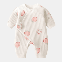 Image showing the The Strawberry Boucle Wrap Baby Grow Romper 3 - 6 Months, White product.