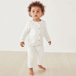 Image showing the Organic Cotton Stitch Detail Legging, 0 - 3 Months, Winter White product.