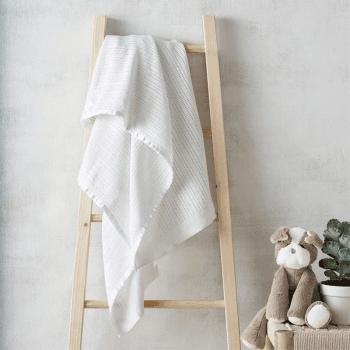 Image showing the Cellular Satin Blanket, 75 x 100cm, White product.