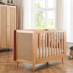 Image showing the Japandi Rattan Small Cot Bed, Light Oak product.