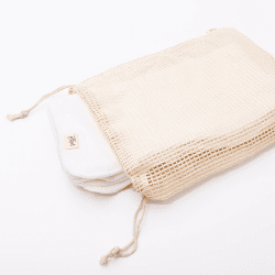 Image showing the Pack of 4 Bamboo Washable Wipes with Cotton Bag, White product.