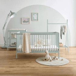 Image showing the Nola 3 Piece Nursery Furniture Set excl. Mattress, Sage Green product.