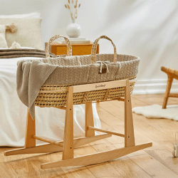 Image showing the Moses Basket Bundle incl. Rocking Stand & Mattress, Truffle product.
