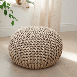 Image showing the Knitted Pouffe, Stone/Natural product.