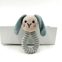 Image showing the Bunny Ring Rattle, Duck Egg Blue product.