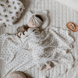 Image showing the The Love Heart Muslin Blanket Swaddle, 90 x 120cm, Cream product.