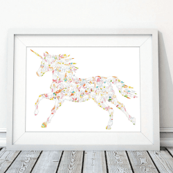 Image showing the U is for Unicorn Alphabet Print, 40 x 30cm, Pink product.