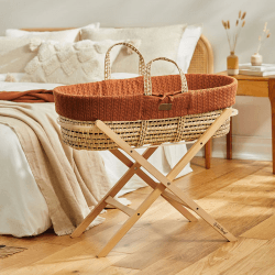 Image showing the Moses Basket Bundle incl. Static Stand & Mattress, Terracotta product.