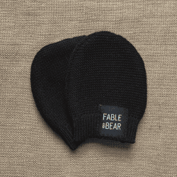 Image showing the Fable Knitted Baby Mittens, One Size, Black product.