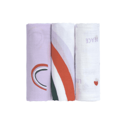 Image showing the Happy Rascals Pack of 3 Heavenly Soft Muslins, 80 x 80cm, Lavender product.