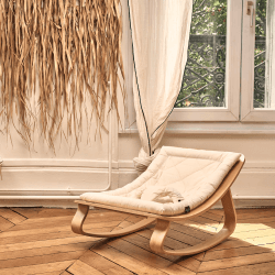 Image showing the Levo Wooden Baby Rocker, Beech, Milk product.