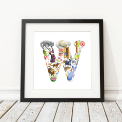 Image showing the W Alphabet Print, 30.5 x 30.5cm, Multi product.