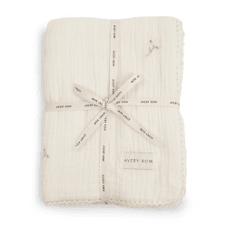 Image showing the Embroidered Muslin Blanket, Wild Chamomile product.