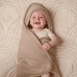 Image showing the Pure Knitted Wrap Blanket, 75 x 75cm, Beige product.
