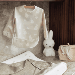 Image showing the Jollein x Miffy Waterproof Long Sleeve Bib, Nougat product.