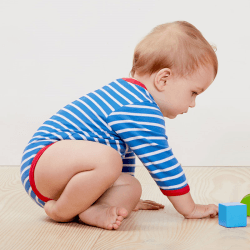 Image showing the Breton Organic Cotton Long Sleeved Bodysuit, 3 - 6 Months, Blue Stripe product.