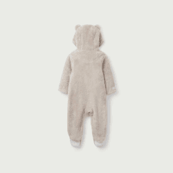 Image showing the Recycled Fleece Romper Pramsuit, 0 - 3 Months, Pebble product.