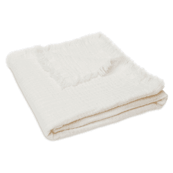 Image showing the Muslin Blanket with Fringe, 1.0 Tog, Ivory product.