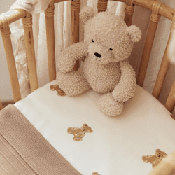 Image showing the Teddy Bear Jersey Bedside Crib Fitted Sheet, 50 x 80cm product.