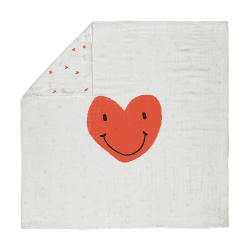 Image showing the Happy Rascals Heavenly Soft Heart Blanket, 100 x 100cm, Red product.