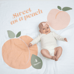 Image showing the Milestone Muslin Blanket & Cards Gift Set, Sweet as a Peach product.