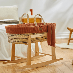 Image showing the Moses Basket & Mattress, Terracotta product.