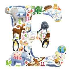 Image showing the E Alphabet Print, 30.5 x 30.5cm, Multi product.