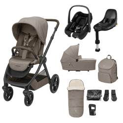 Image showing the Oxford Select 9 Piece Travel System Bundle (+ Pebble S Car Seat), Twillic Truffle product.