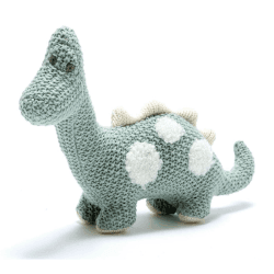 Image showing the Organic Diplodocus Small Dinosaur Toy, Teal/Grey product.