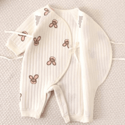 Image showing the The Bunny Boucle Wrap Baby Grow Romper, 3 - 6 Months, White product.