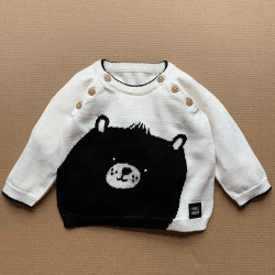 Image showing the Knitted Bear Jumper, 3 - 6 Months, Natural White product.