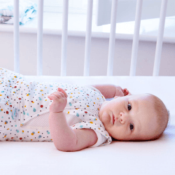 Image showing the Swaddle to Sleep Sleeping Bag, 2.5 TOG, 0 - 4 Months, Scandi Spot product.