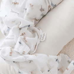 Image showing the Pack of 2 Cotton Swaddles, Puppy Dog & Stars product.