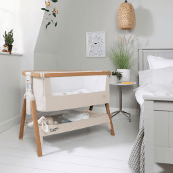 Image showing the CoZee Bedside Crib, Scandinavian Walnut/Ecru product.