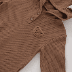 Image showing the The Pointy Bear Knitted Hooded Romper, 0 - 6 Months, Brown product.