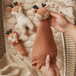 Image showing the Deer Knitted Cuddle Cloth, Brown product.