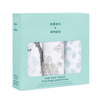 Image showing the Boutique Pack of 3 Cotton Muslin Squares, 70 x 70cm, Jungle product.