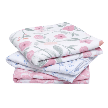 Image showing the Boutique Pack of 3 Cotton Muslin Squares, 70 x 70cm, Ma Fleur product.