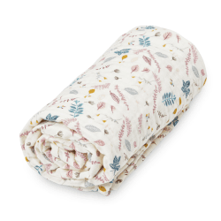 Image showing the Printed Organic Cotton Muslin Blanket, Pressed Leaves Rose product.