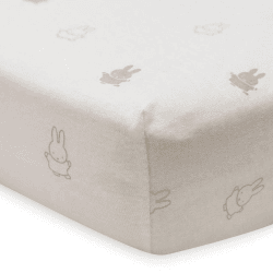Image showing the Jollein x Miffy Jersey Bedside Crib Fitted Sheet, 50 x 80cm, Nougat product.