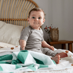 Image showing the Short Sleeve Bodysuit with Print GOTS, 0 - 3 Months, Sprinkle Taupe product.