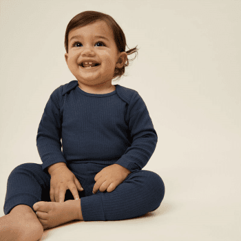 Image showing the Ribbed Leggings, 3 - 6 Months, Navy product.