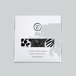 Image showing the Animal Pack of 3 Sensory Organic Cotton Muslin Squares, 60 x 60cm, Black & White product.