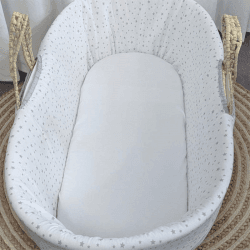 Image showing the Waterproof Palm Moses Basket Mattress Protector, 74 x 28cm, White product.