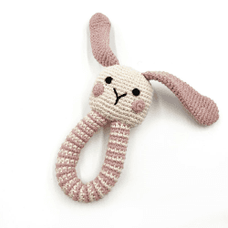 Image showing the Bunny Ring Rattle, Dusky Pink product.
