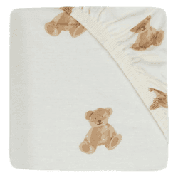 Image showing the Teddy Bear Jersey Bedside Crib Fitted Sheet, 50 x 80cm product.