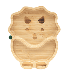 Image showing the Dinosaur Bamboo Suction Plate, Green product.