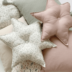 Image showing the Star Cushion with Print, Green Leaves product.
