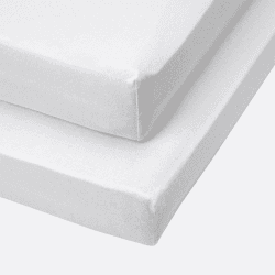 Image showing the Pack of 2 Cot Fitted Sheets, 60 x 120cm, Essentials White product.